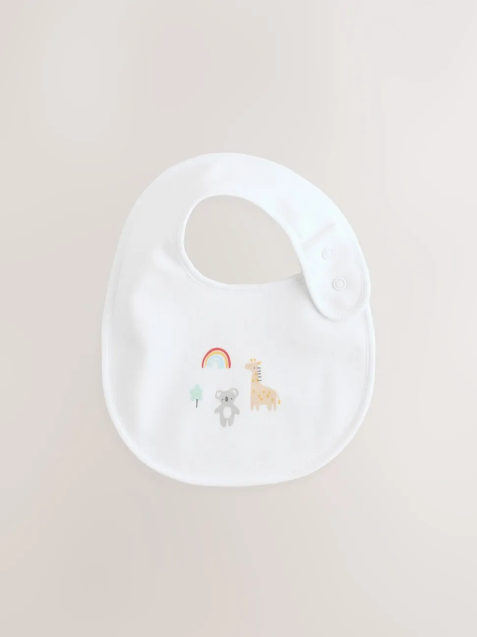 Wit - Babyslabbetjes met dierenprint 5 stuks
