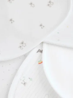 Wit - Babyslabbetjes met dierenprint 5 stuks