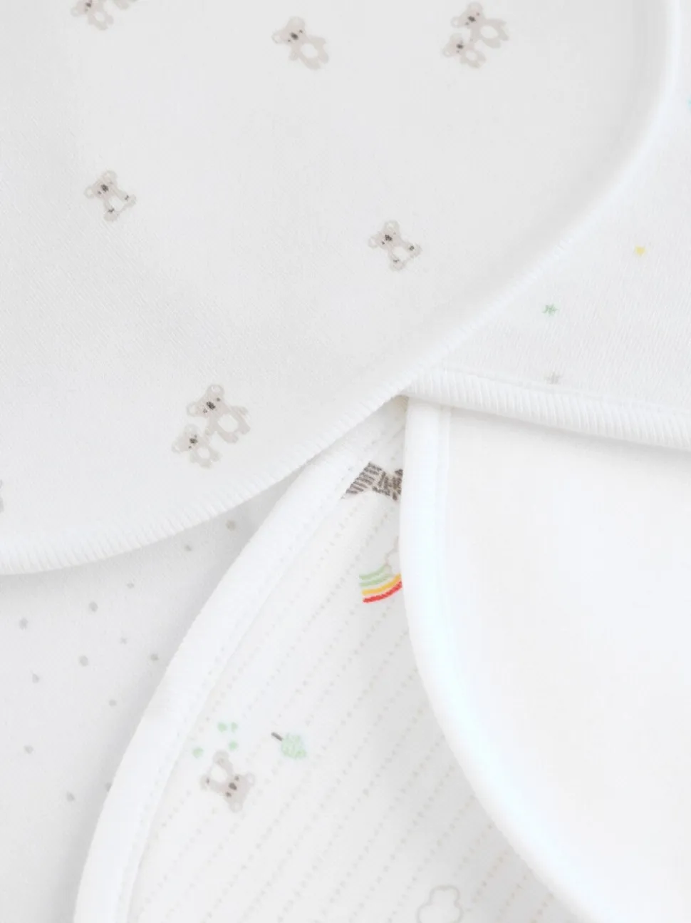 Wit - Babyslabbetjes met dierenprint 5 stuks