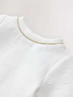 Wit - Baker by Ted Baker Jacquard jurk met reliëf en mesh zoom