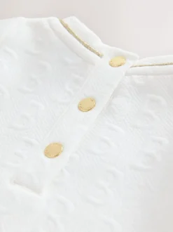 Wit - Baker by Ted Baker Jacquard jurk met reliëf en mesh zoom