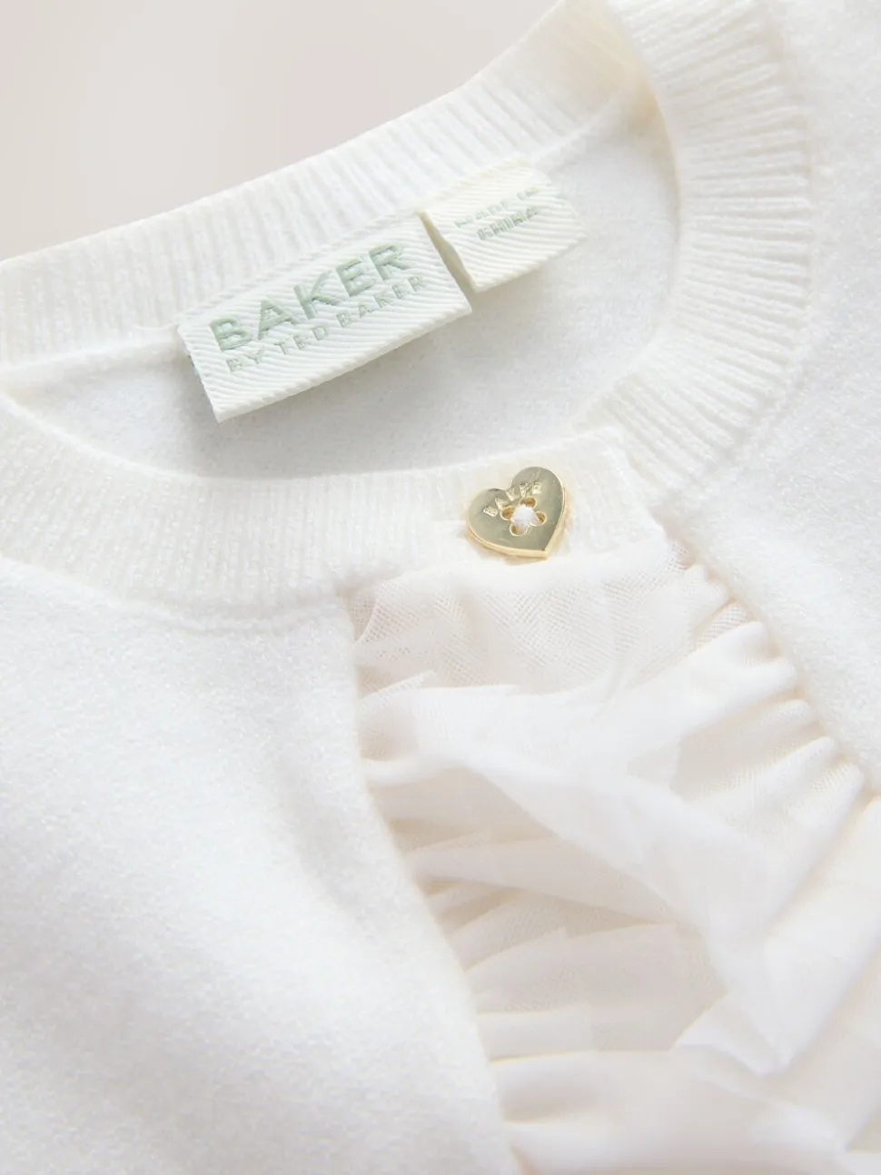 Wit - Baker by Ted Baker Knitted Mesh Ruffle Hem Cardigan