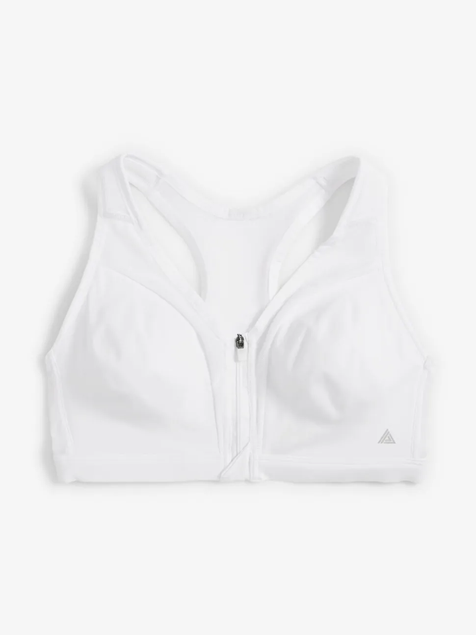Wit - B-GG Active Sports high impact Dry Tech-sportbeha met rits aan de voorkant