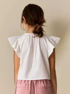Wit - Blouse met gestrikte voorkant (3-16jr)