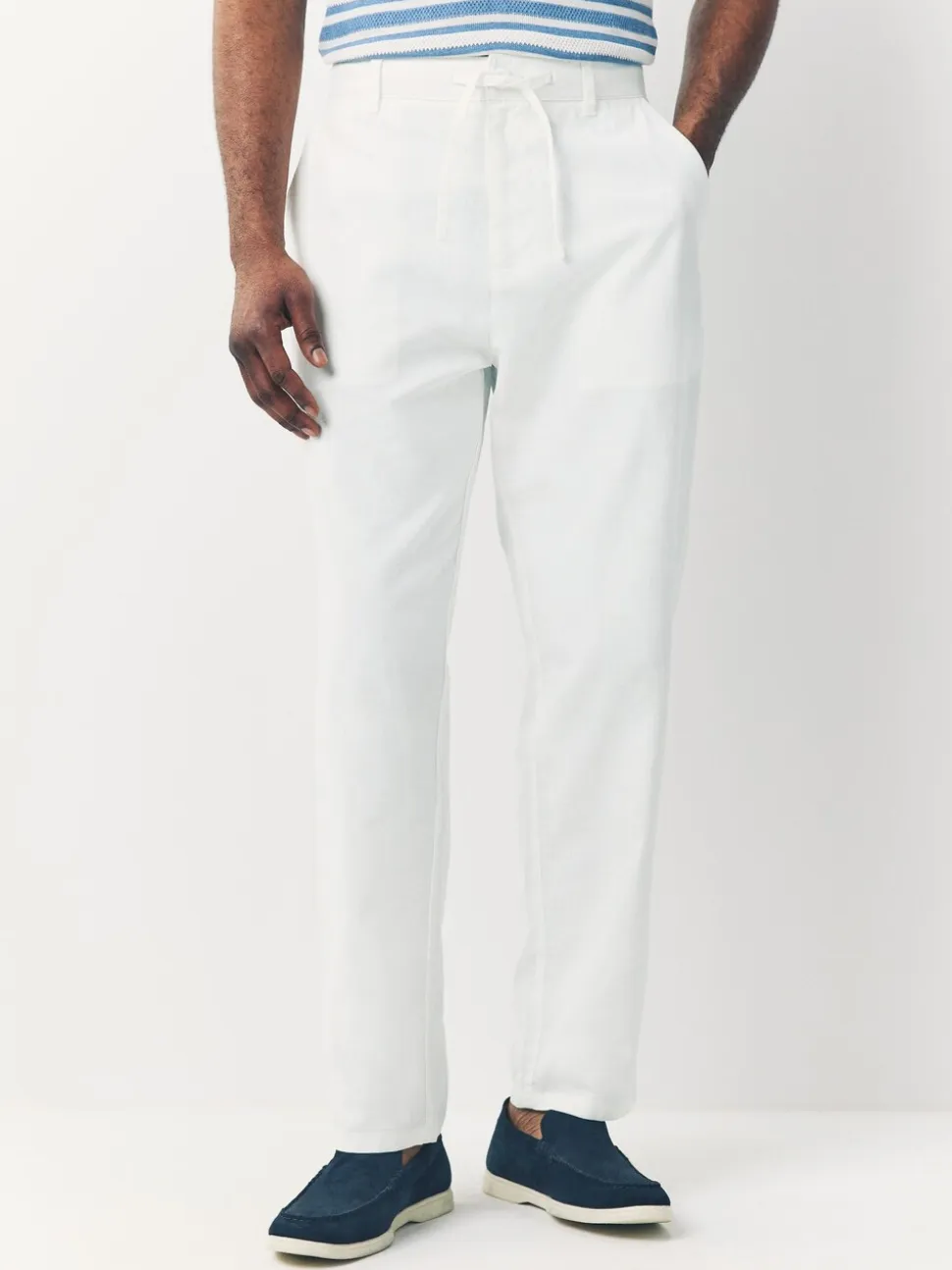 Wit - Broek van linnenmix