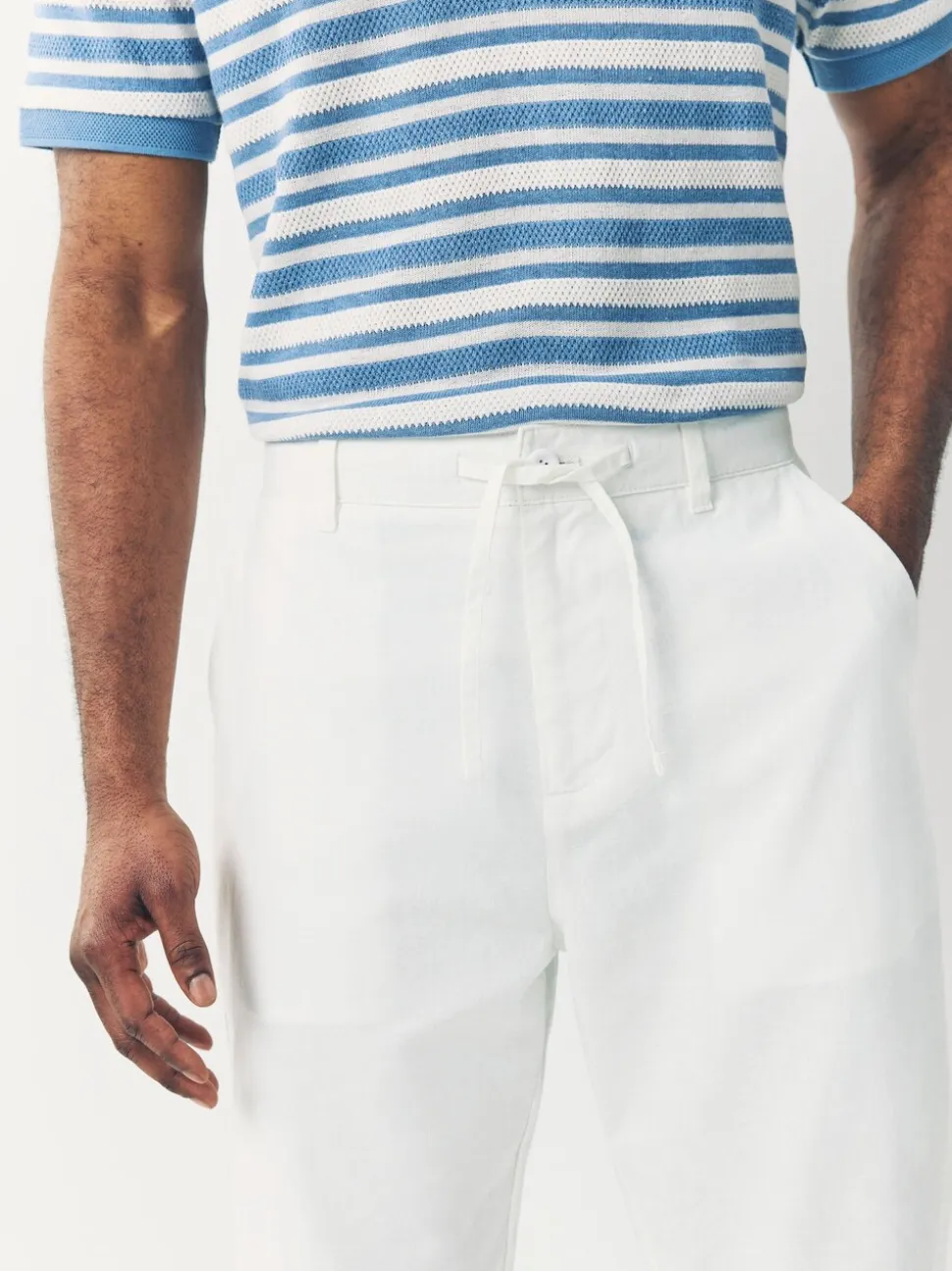 Wit - Broek van linnenmix