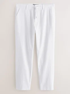 Wit - Broek van linnenmix