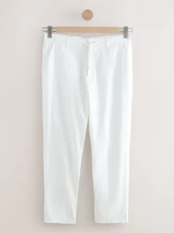 Wit - Broek van linnenmix