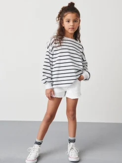 Wit - Denim shorts met rafels (3-16jr)