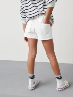 Wit - Denim shorts met rafels (3-16jr)