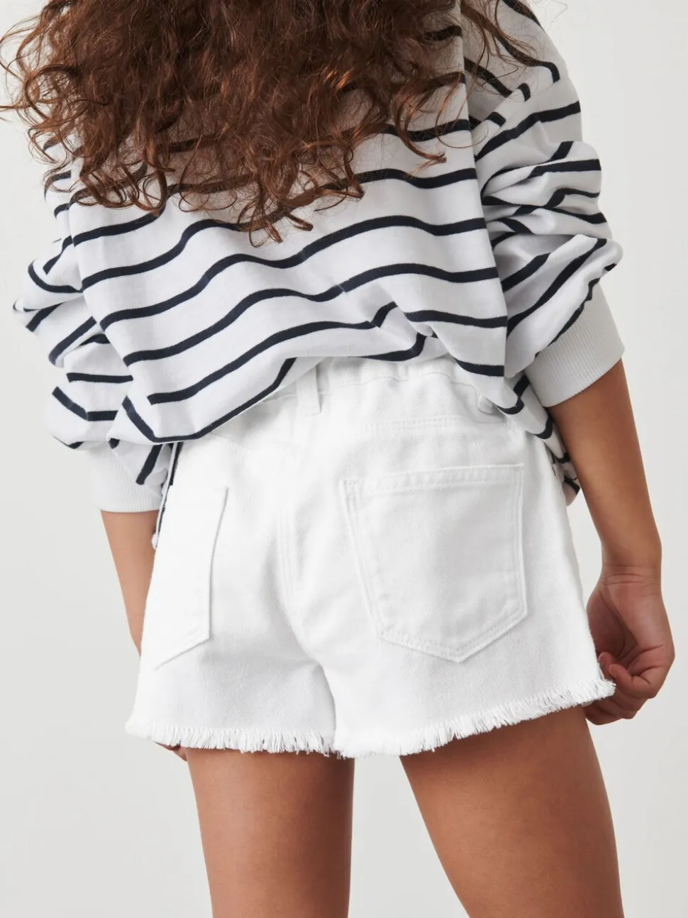 Wit - Denim shorts met rafels (3-16jr)