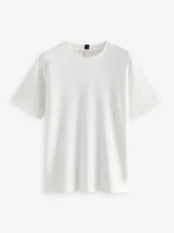 Wit - Dik T-shirt met ronde hals en korte mouwen
