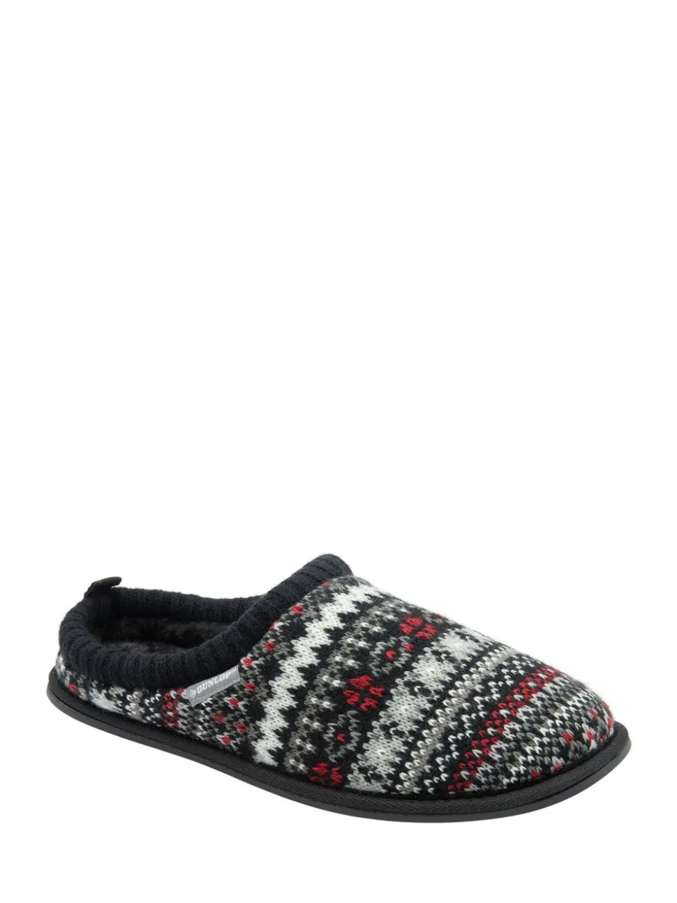Wit - Dunlop heren pantoffelmuiltjes met Fairisle-patroon en warme voering