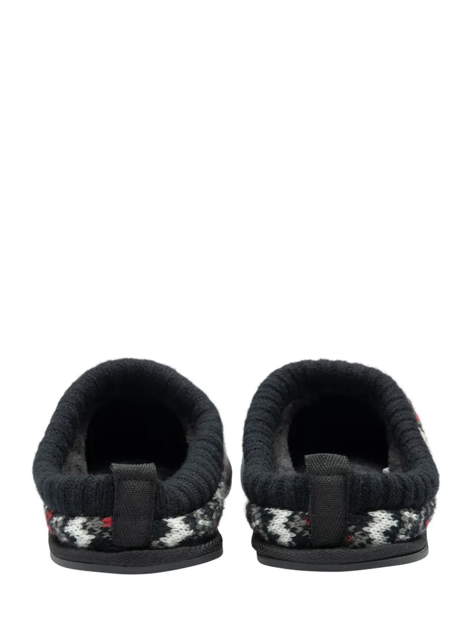 Wit - Dunlop heren pantoffelmuiltjes met Fairisle-patroon en warme voering