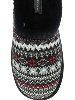 Wit - Dunlop heren pantoffelmuiltjes met Fairisle-patroon en warme voering
