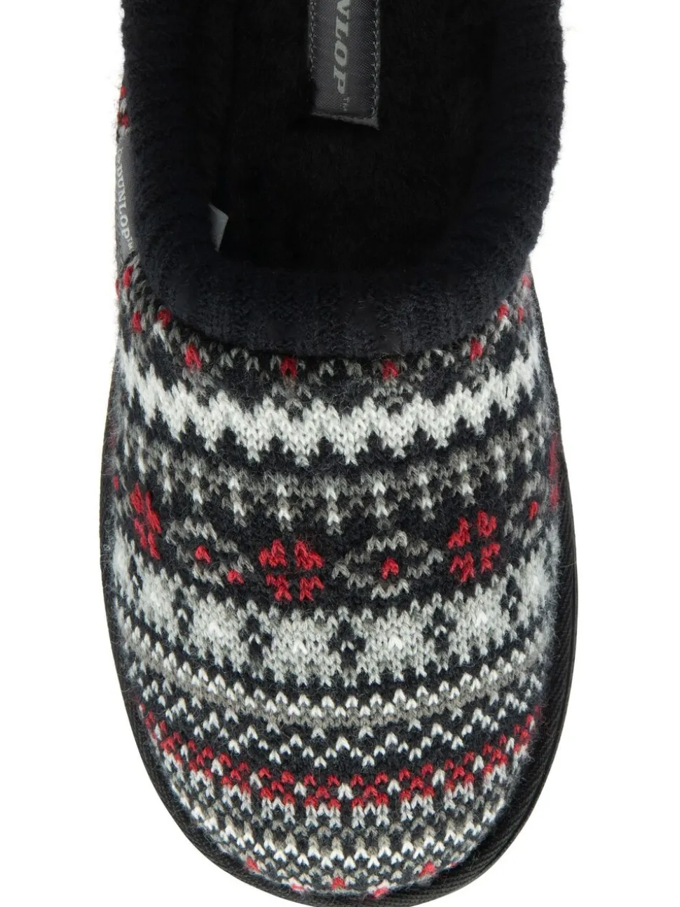 Wit - Dunlop heren pantoffelmuiltjes met Fairisle-patroon en warme voering