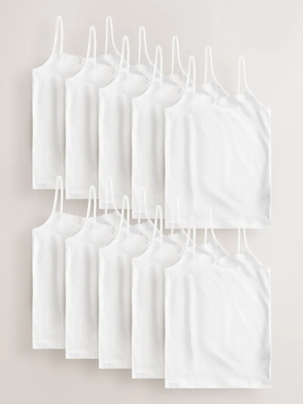 Wit - Elastische cami-hemdjes met bandjes (1,5-16jr)