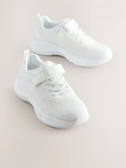 Wit - Elastische sneakers met veters
