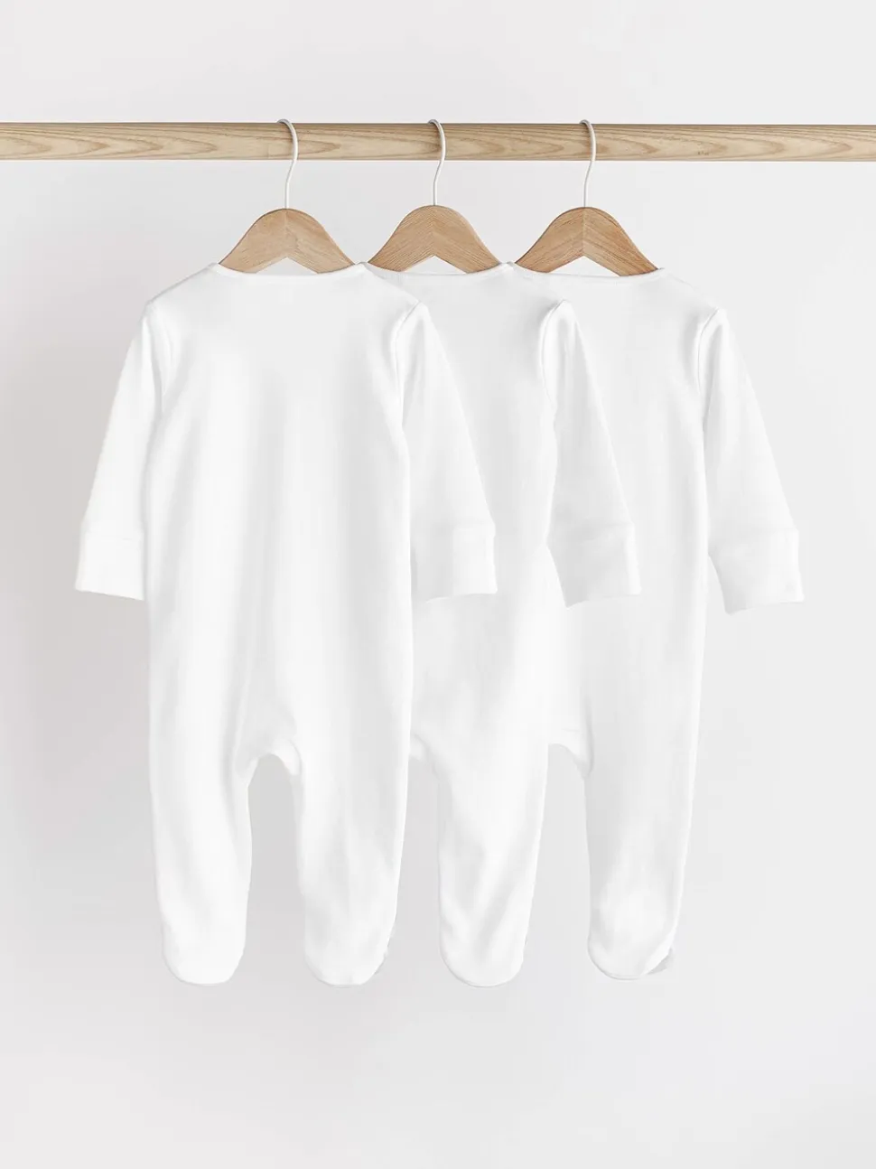 Wit - Essential 100% Katoenen babypakjes met rits 3 Pack (0-3jr)