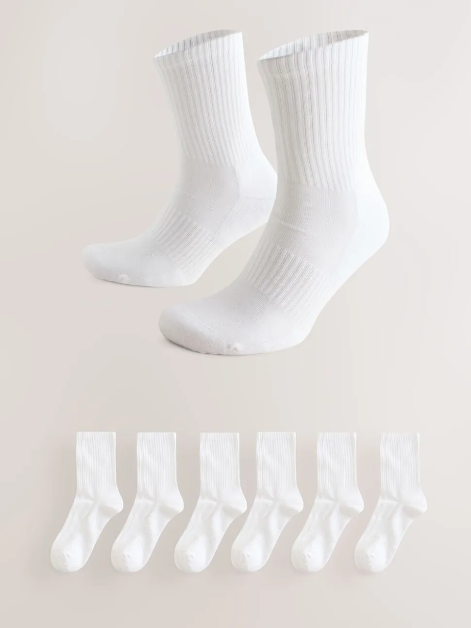 Wit - Essential set van 6 paar sportsokken