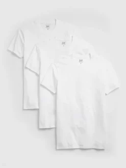 Wit - Gap T-shirts met ronde hals en korte mouwen verpakking van 3