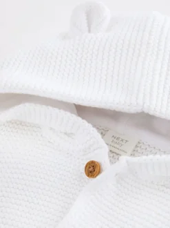 Wit - Gebreid babyvest met capuchon