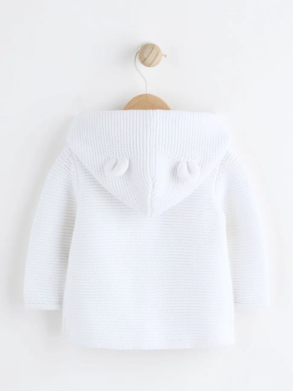 Wit - Gebreid babyvest met capuchon