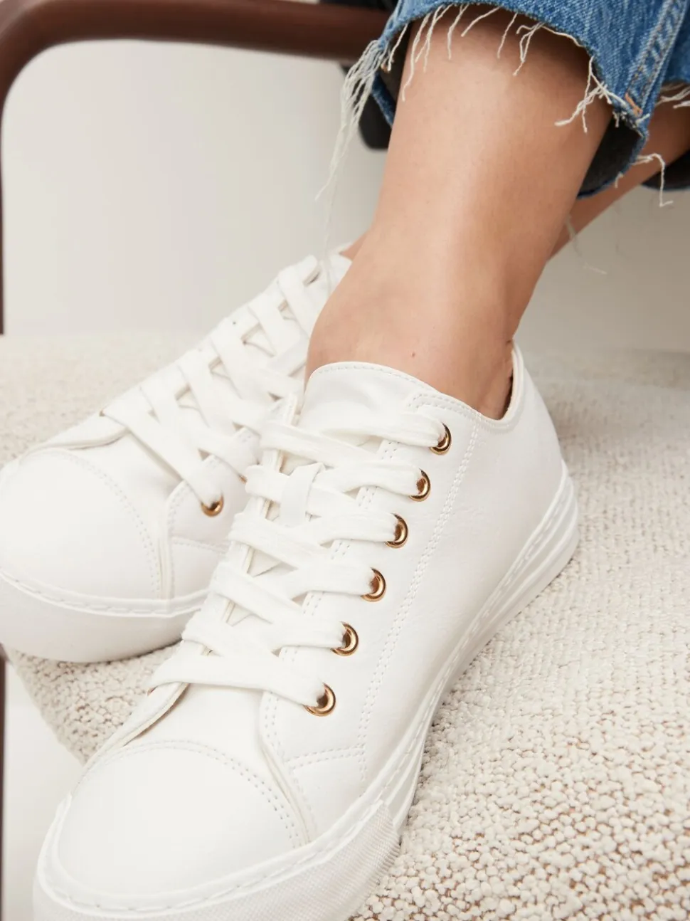 Wit - Gelakte honkbalsneakers