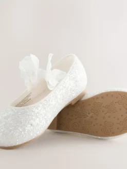 Wit - Glitter vlinderbandjes gelegenheidsschoenen
