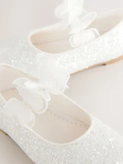 Wit - Glitter vlinderbandjes gelegenheidsschoenen