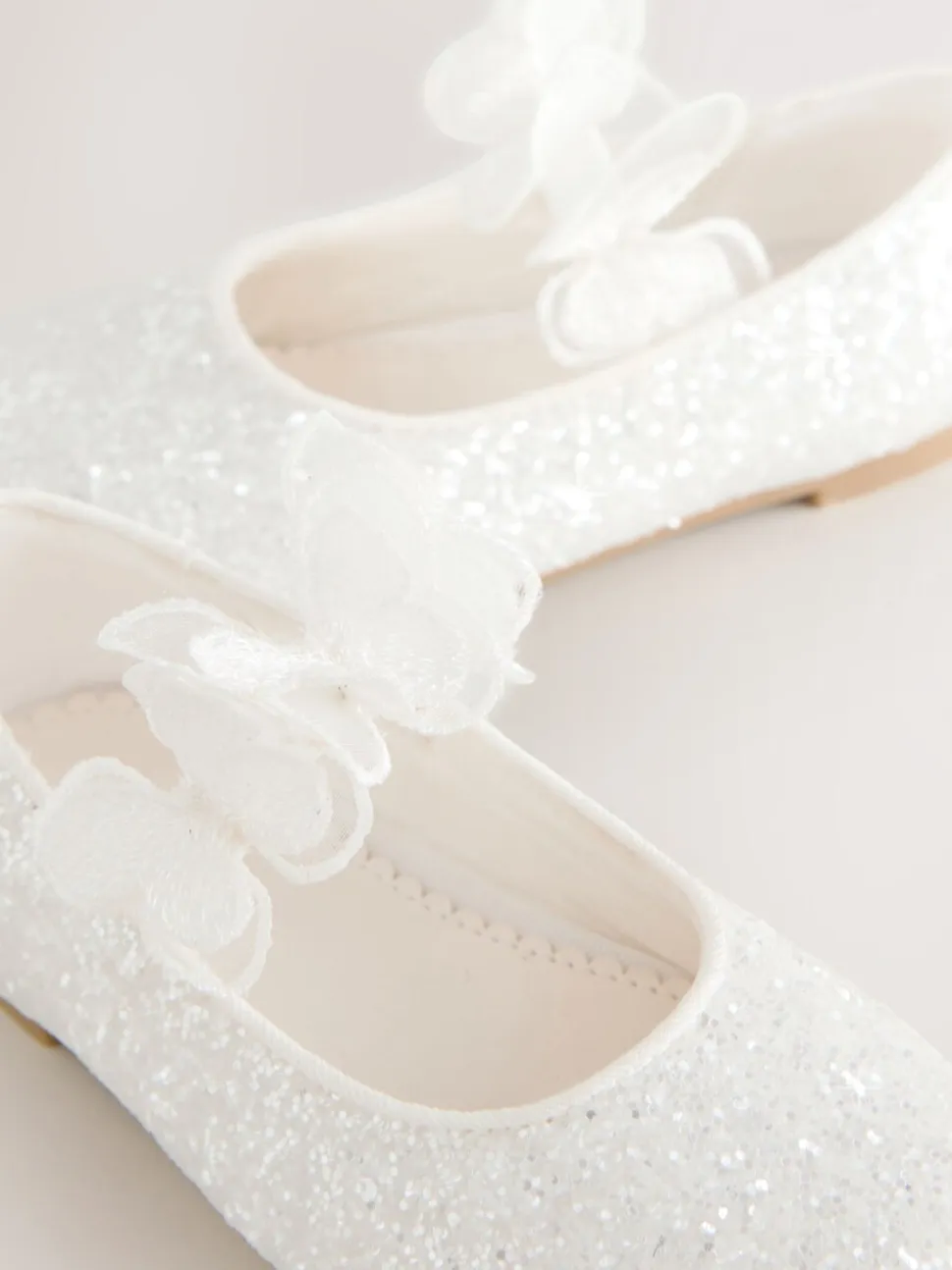 Wit - Glitter vlinderbandjes gelegenheidsschoenen