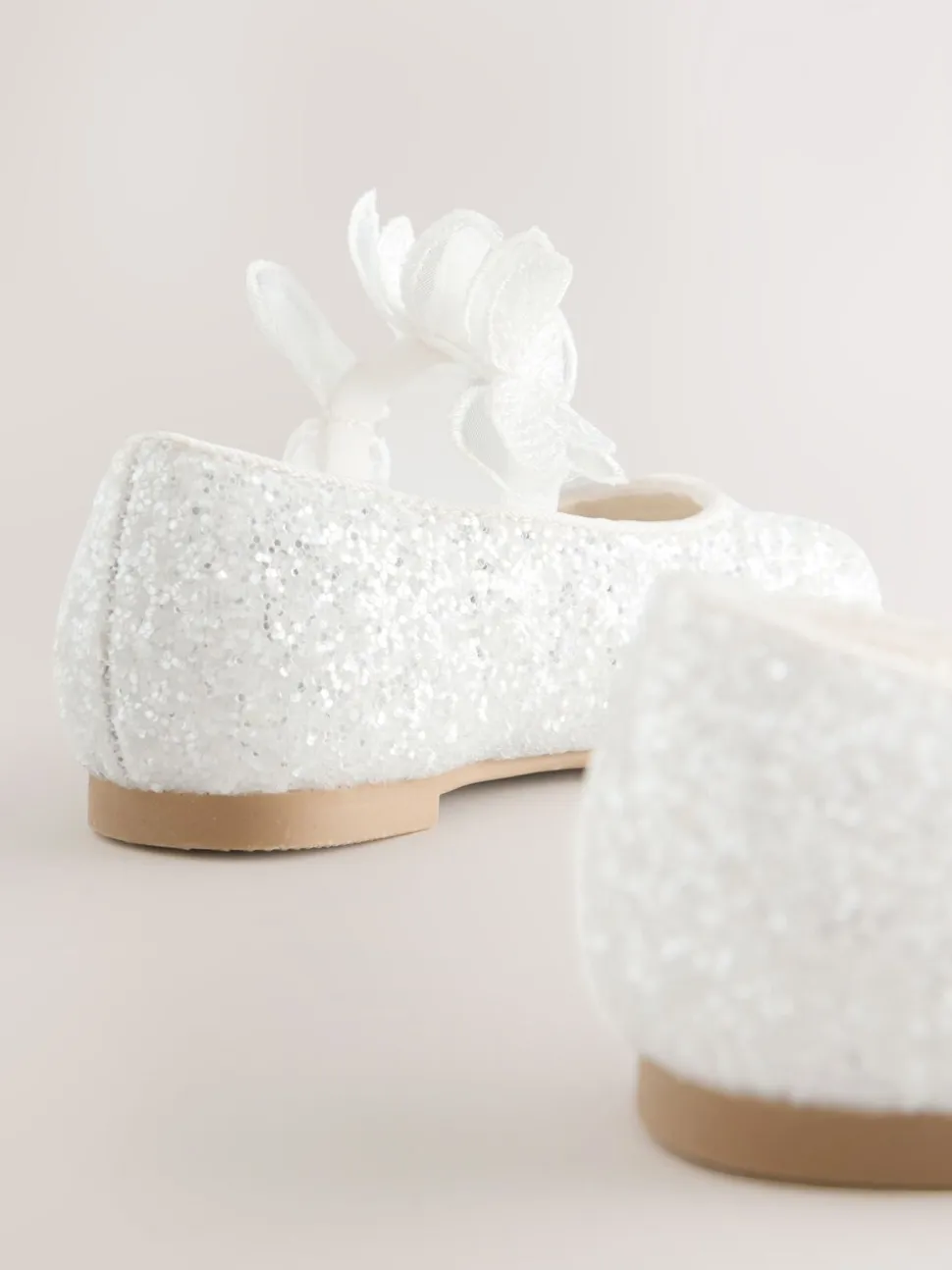 Wit - Glitter vlinderbandjes gelegenheidsschoenen