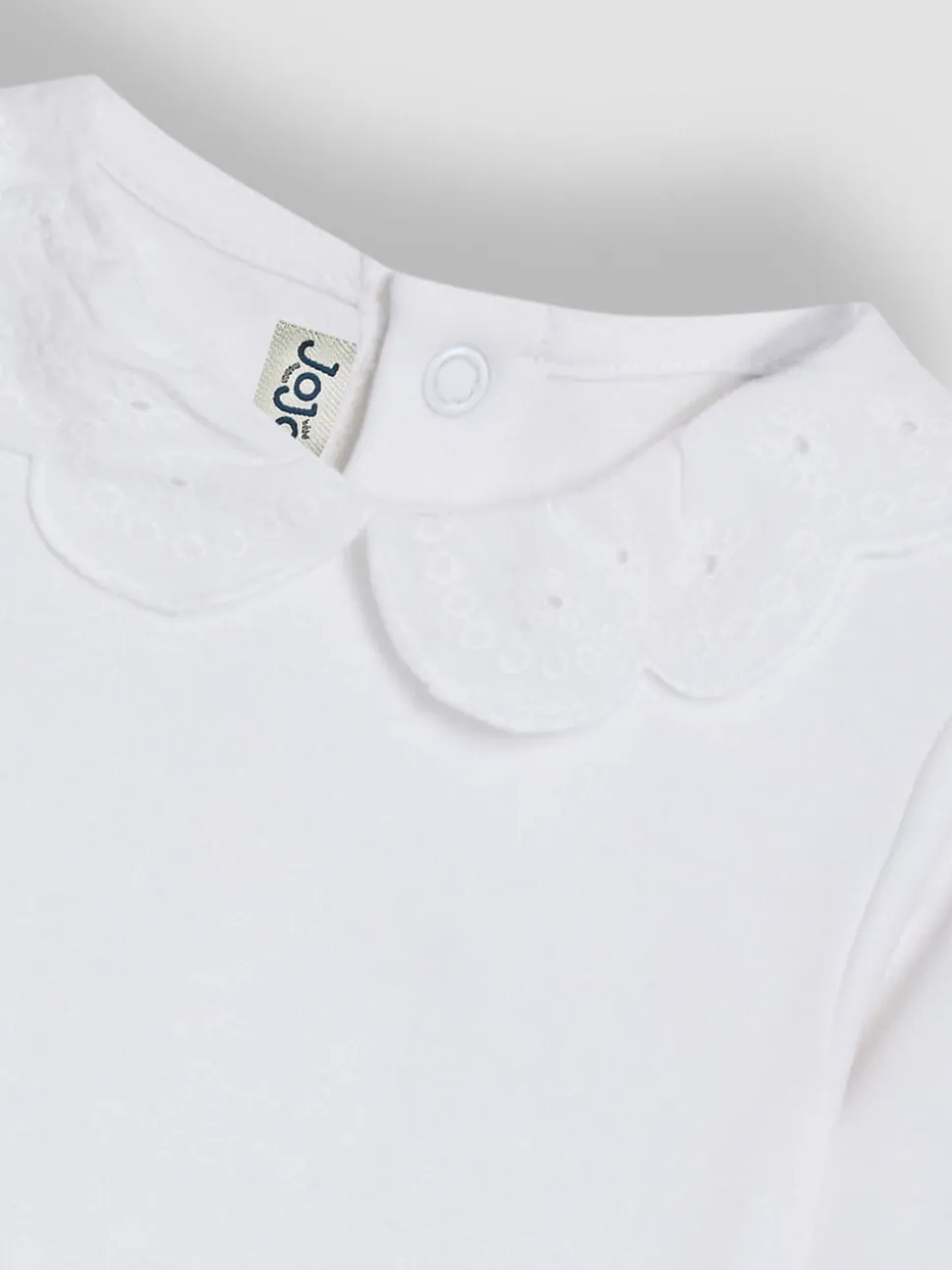 Wit - JoJo Maman Bébé Broderie Collar Long Sleeve Bodysuit
