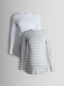 Wit - JoJo Maman Bébé 2-Pack Ribbed Maternity & Nursing Tops