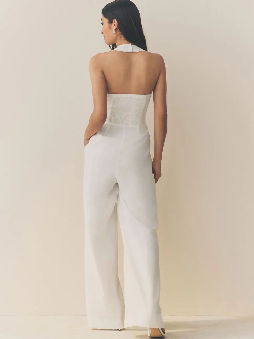 Wit - Jumpsuit met halterhals