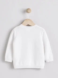 Wit - Kabelgebreid babyvestje