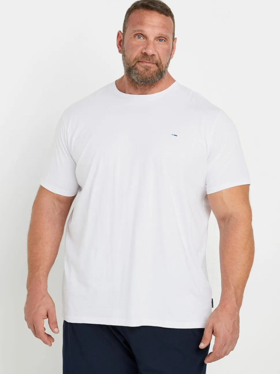 Wit / marineblauw - BadRhino Big & Tall Lounge 100% katoenen short en T-shirt set