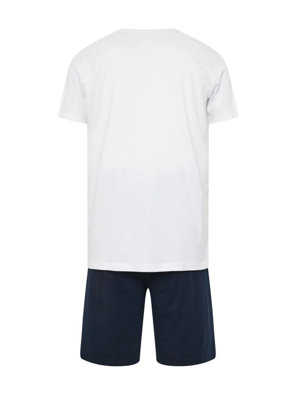Wit / marineblauw - BadRhino Big & Tall Lounge 100% katoenen short en T-shirt set