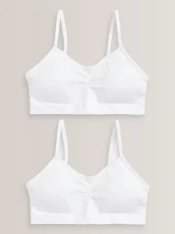 Wit - Naadloze Cropped Tops 2 Pack met uitneembare, licht gewatteerde cups (7-16jaar)