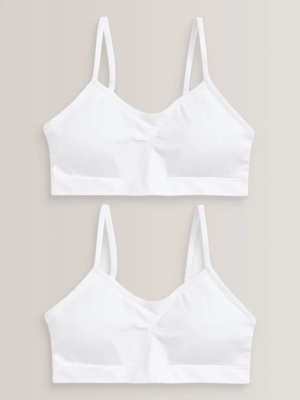 Wit - Naadloze Cropped Tops 2 Pack met uitneembare, licht gewatteerde cups (7-16jaar)