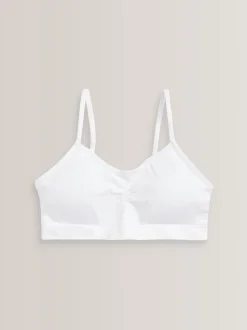 Wit - Naadloze Cropped Tops 2 Pack met uitneembare, licht gewatteerde cups (7-16jaar)