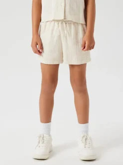 Wit - Name It 100% katoenen linnenlook overhemden met trekkoordsluiting