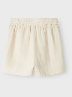 Wit - Name It 100% katoenen linnenlook overhemden met trekkoordsluiting