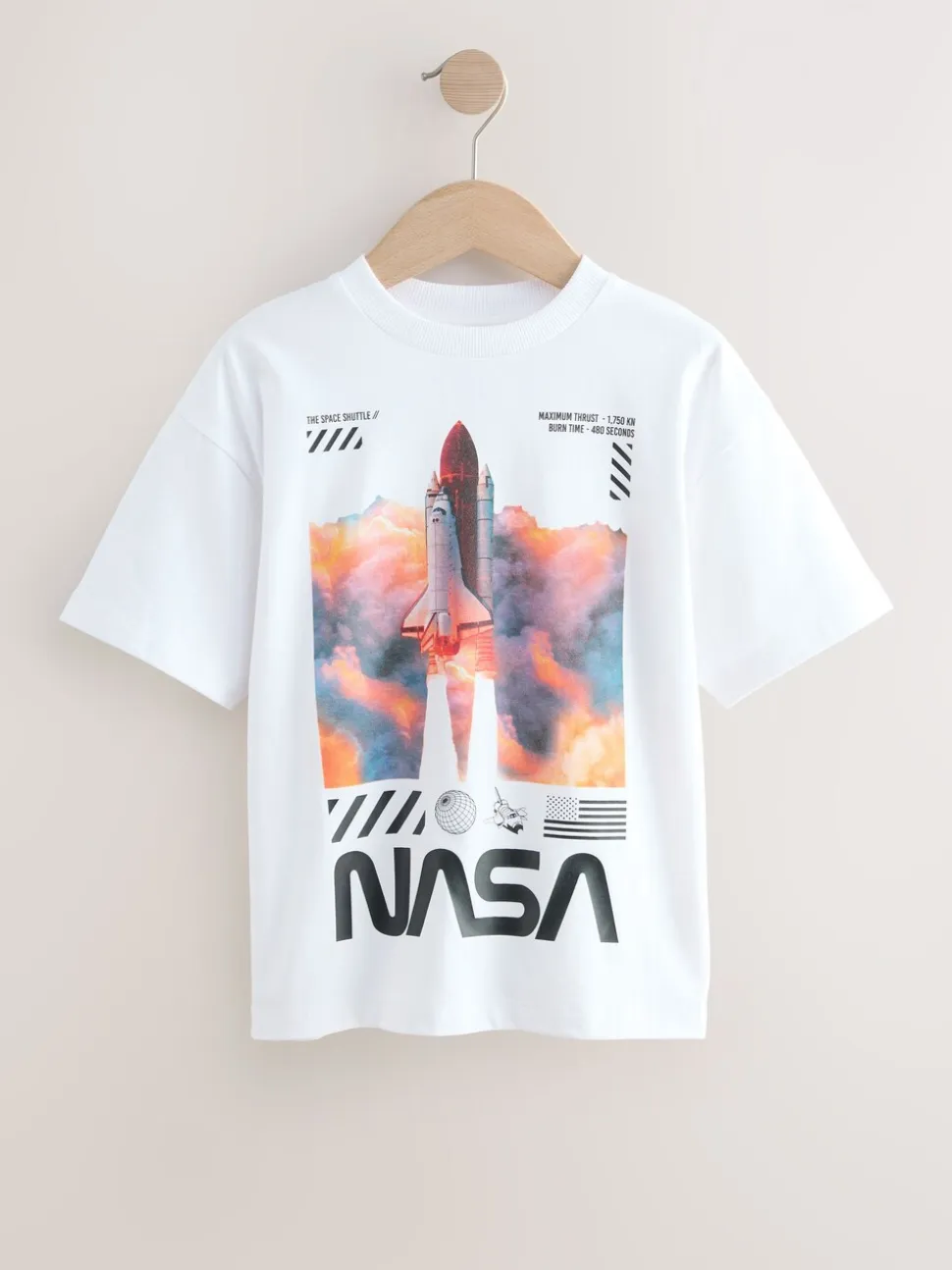 Wit - NASA T-shirt met korte mouwen (3-16jaar)