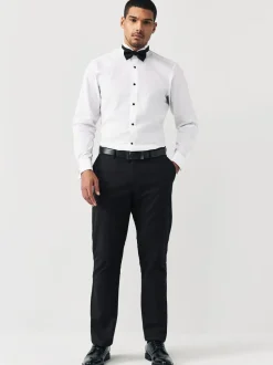 Wit - Normale Pasvorm - Double Cuff Regular Fit Shirt And Bow Tie Pack