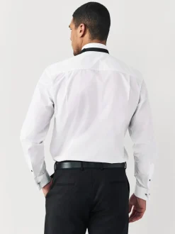 Wit - Normale Pasvorm - Double Cuff Regular Fit Shirt And Bow Tie Pack