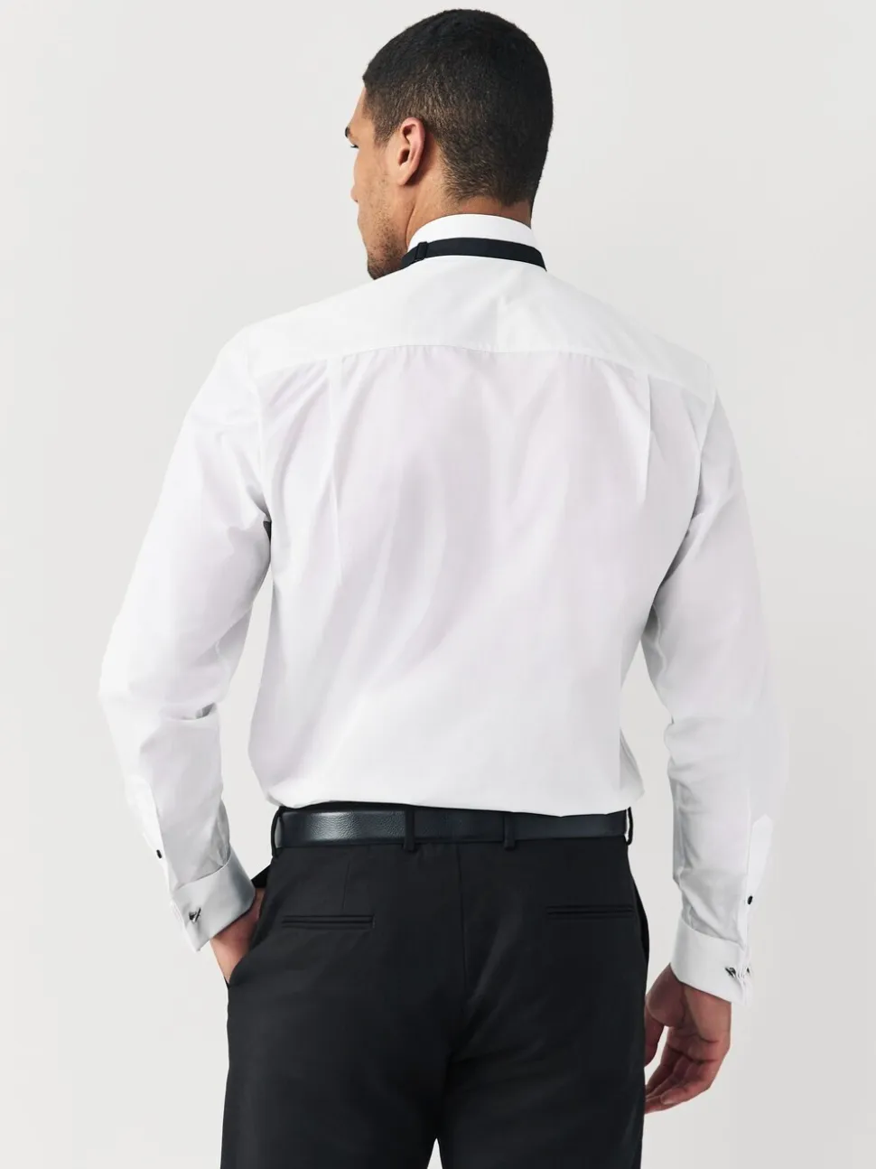 Wit - Normale Pasvorm - Double Cuff Regular Fit Shirt And Bow Tie Pack
