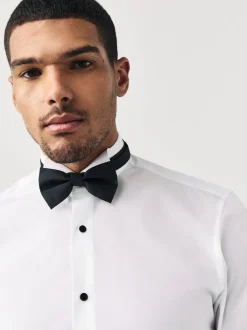 Wit - Normale Pasvorm - Double Cuff Regular Fit Shirt And Bow Tie Pack