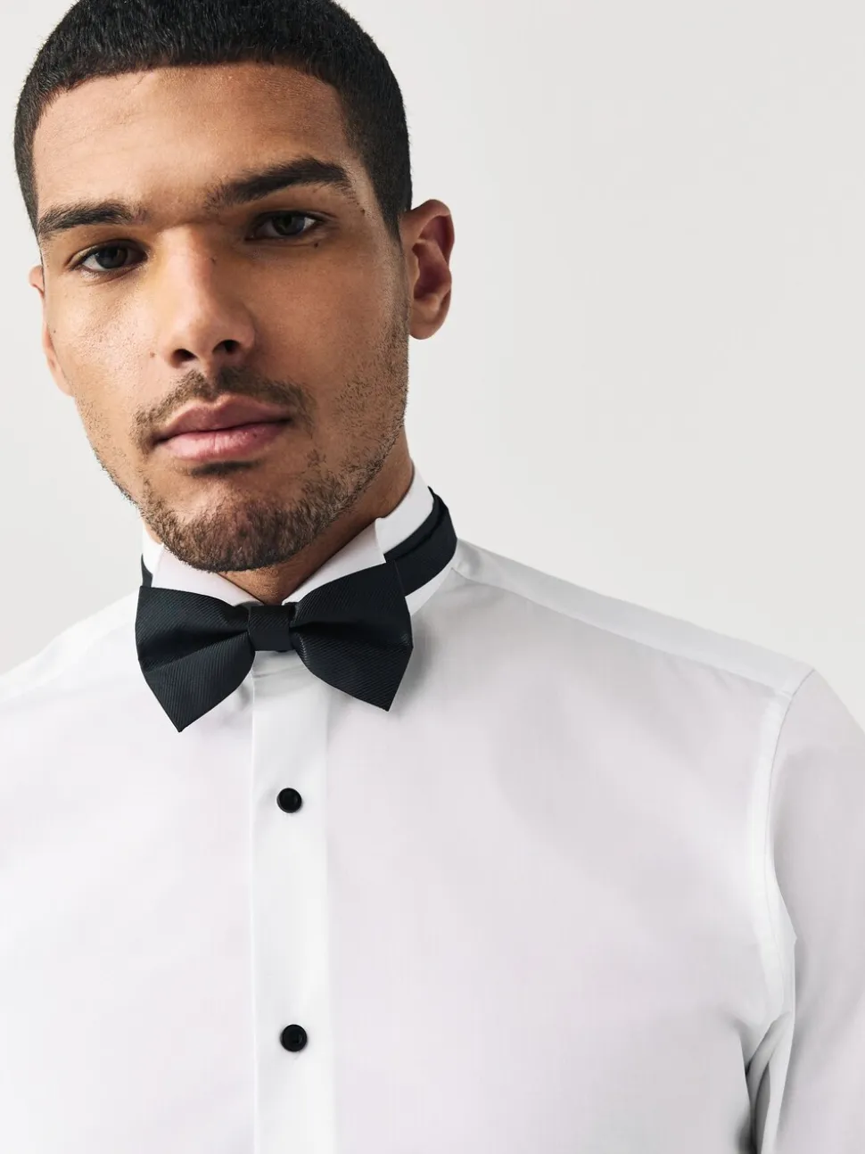 Wit - Normale Pasvorm - Double Cuff Regular Fit Shirt And Bow Tie Pack
