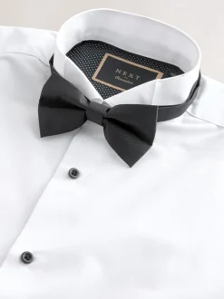 Wit - Normale Pasvorm - Double Cuff Regular Fit Shirt And Bow Tie Pack